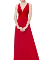 photo Red Superstar Cross Back Long Evening Dress by OASAP, color Red - Image 1