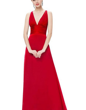 photo Red Superstar Cross Back Long Evening Dress by OASAP, color Red - Image 1
