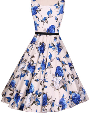 photo Retro Floral Print Sleeveless Design A-line Dress by OASAP - Image 2