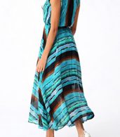 photo Round Neck Drawstring Waist Color Block Boho Dress by OASAP, color Multi - Image 3