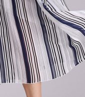 photo Round Neck Elastic Waist Vertical Stripe Boho Dress by OASAP, color Blue - Image 10