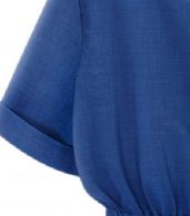 photo Round Neck Short Sleeve Elastic Waist A-Line Dress by OASAP - Image 8