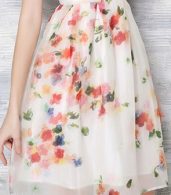 photo Round Neck Sleeveless Floral Print Organza Cocktail Dress by OASAP, color Multi - Image 6