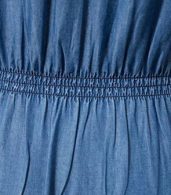 photo Self-Tie Strap Elastic Waist Denim Trapeze Dress by OASAP, color Deep Blue - Image 7