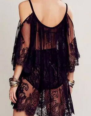 photo Sexy Sheer Off-Shoulder Beach Lace Dress by OASAP - Image 2
