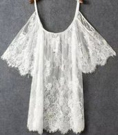 photo Sexy Sheer Off-Shoulder Beach Lace Dress by OASAP - Image 6