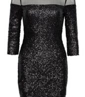 photo Sheer Mesh Sequin Bodycon Mini Club Dress by OASAP, color Black - Image 4