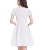 photo Short Sleeve Cocktail Party Fit Flare Dress by OASAP, color White - Image 3