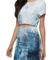 photo Short Sleeve Cut Out Front Bodycon Dress by OASAP, color Multi - Image 1