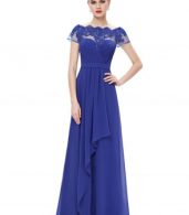 photo Short Sleeve Floral Lace Maxi Prom Evening Dress by OASAP - Image 4