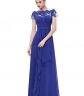 photo Short Sleeve Floral Lace Maxi Prom Evening Dress by OASAP - Image 5