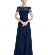 photo Short Sleeve Floral Lace Maxi Prom Evening Dress by OASAP - Image 10