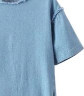 photo Simple Asymmetric Frayed Hem Loose Fit Denim Dress by OASAP, color Light Blue - Image 6