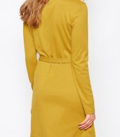 photo Simple Asymmetrical Style Belted Dress by OASAP, color Earthy Yellow - Image 2