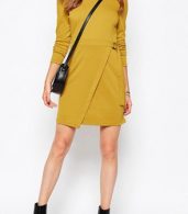photo Simple Asymmetrical Style Belted Dress by OASAP, color Earthy Yellow - Image 3