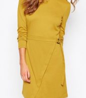 photo Simple Asymmetrical Style Belted Dress by OASAP, color Earthy Yellow - Image 6