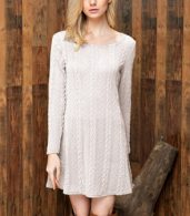 photo Simple Cable Knit Round Neck Sweater Dress by OASAP, color Brown - Image 2