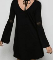 photo Simple Lace Paneled Flare Sleeve Trapeze Dress by OASAP - Image 2
