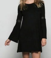 photo Simple Lace Paneled Flare Sleeve Trapeze Dress by OASAP - Image 1