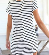 photo Simple O-Neck Striped Mini Dress by OASAP - Image 5