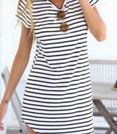 photo Simple O-Neck Striped Mini Dress by OASAP - Image 8