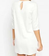 photo Simple Solid Color Round Neck Shift Dress by OASAP - Image 2