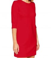 photo Simple Solid Color Round Neck Shift Dress by OASAP - Image 6