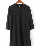photo Simple Solid Color Round Neck Shift Dress by OASAP - Image 9