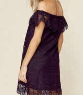 photo Slash Neck Off Shoulder Short Sleeve Lace Mini Dress by OASAP, color Black - Image 3