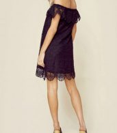 photo Slash Neck Off Shoulder Short Sleeve Lace Mini Dress by OASAP, color Black - Image 4