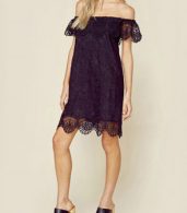 photo Slash Neck Off Shoulder Short Sleeve Lace Mini Dress by OASAP, color Black - Image 5