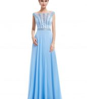 photo Slash Neck Sleeveless Party Prom Evening Dress by OASAP, color Light Blue - Image 1