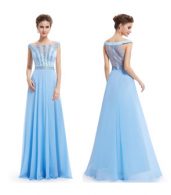 photo Slash Neck Sleeveless Party Prom Evening Dress by OASAP, color Light Blue - Image 5