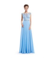 photo Slash Neck Sleeveless Party Prom Evening Dress by OASAP, color Light Blue - Image 6