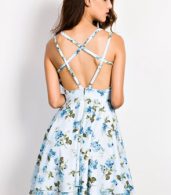 photo Sleeveless Floral PrinT-Backless Flare Dress by OASAP - Image 1