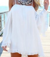 photo Slouchy Loose Fit Off-the-Shoulder Tunic Dress by OASAP, color White - Image 1