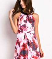 photo Smoking Hot Fluid Print Sleeveless Skater Dress by OASAP, color Red - Image 1