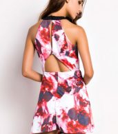 photo Smoking Hot Fluid Print Sleeveless Skater Dress by OASAP, color Red - Image 2