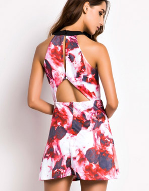 photo Smoking Hot Fluid Print Sleeveless Skater Dress by OASAP, color Red - Image 2