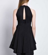 photo Solid Black High Waist Halter Neck Dress by OASAP, color Black - Image 2