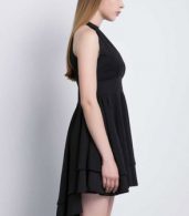photo Solid Black High Waist Halter Neck Dress by OASAP, color Black - Image 3