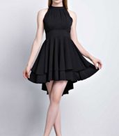 photo Solid Black High Waist Halter Neck Dress by OASAP, color Black - Image 4