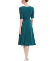 photo Solid Color Half Sleeve Faux Wrap A-line Dress by OASAP - Image 12