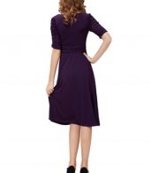 photo Solid Color Half Sleeve Faux Wrap A-line Dress by OASAP - Image 18