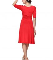 photo Solid Color Half Sleeve Faux Wrap A-line Dress by OASAP - Image 20