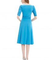 photo Solid Color Half Sleeve Faux Wrap A-line Dress by OASAP - Image 3