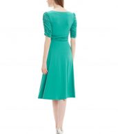 photo Solid Color Half Sleeve Faux Wrap A-line Dress by OASAP - Image 10