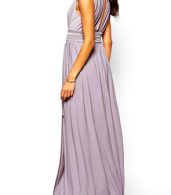 photo Solid Deep V-Neck Sleeveless High Slit Evening Dress by OASAP, color Light Purple - Image 2