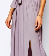 photo Solid Deep V-Neck Sleeveless High Slit Evening Dress by OASAP, color Light Purple - Image 5