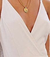 photo Spaghetti Strap Deep V-Neck Crossed Back A-line Dress by OASAP, color White - Image 5